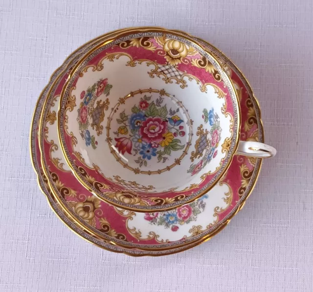Vintage Shelley Sheraton 13289 Rose Pink Floral Trio Tea Cup, Saucer and Plate