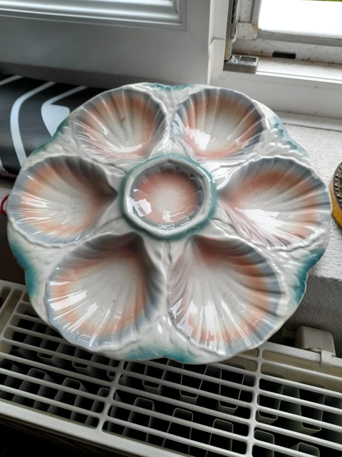 Lot De 8 Assiettes à Fondue En Barbotine Compartimentées - Vintage 24,5cm
