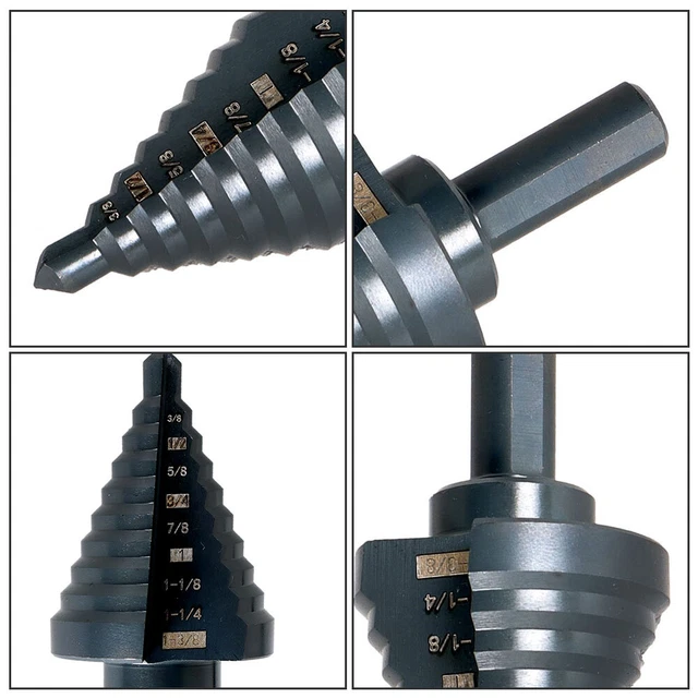 5 PCS Step drill 8 inch high speed steel M2 porous 50 size in 1/8-1-3 SAE Black 3