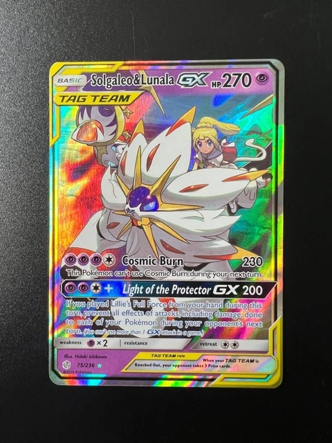 Solgaleo & Lunala GX 75/236 Pokemon Card Cosmic Eclipse Near Mint Minus NM