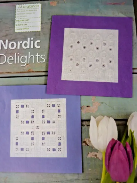 9389G] Patrones nórdicos gráficos de hardanger, 2 paneles cuadrados