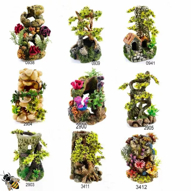 Aquarium Ornament Fish Tank Decoration Plants Coral Reef Rock Stone Artificial