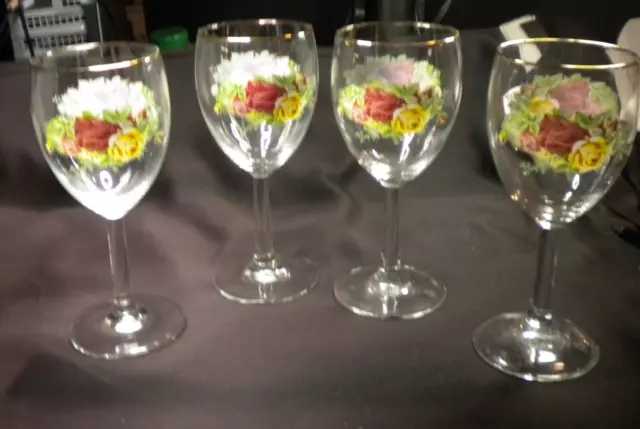 Set of FOUR Royal Albert Old Country Roses Water Goblets Mint!