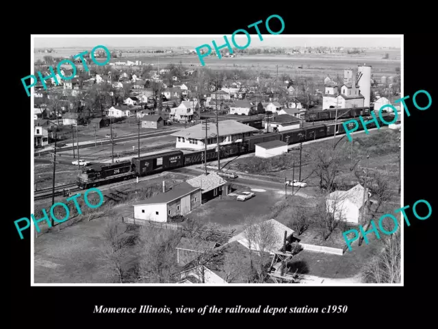 OLD LARGE HISTORIC PHOTO OF MOMENCE ILLINOIS THE RAILROAD DEPOT STATION c1950