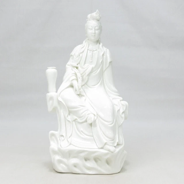 G0539: Chinese white porcelain Goddess of Mercy statue w/typical tone and work