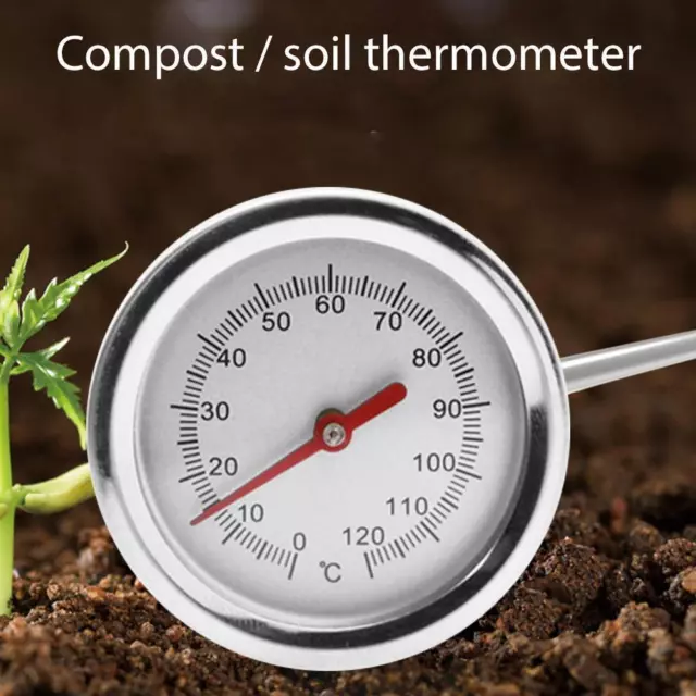 Lawn Plant Pot Compost Soil Temperature Tester Probe Stainless Steel Thermometer