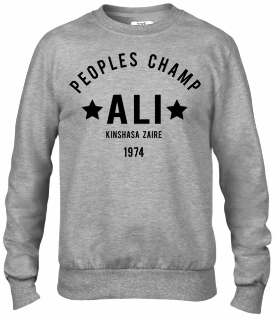 Muhammad Ali Champion Rumble in the Jungle Boxing crew/sweater/Jumper Grey