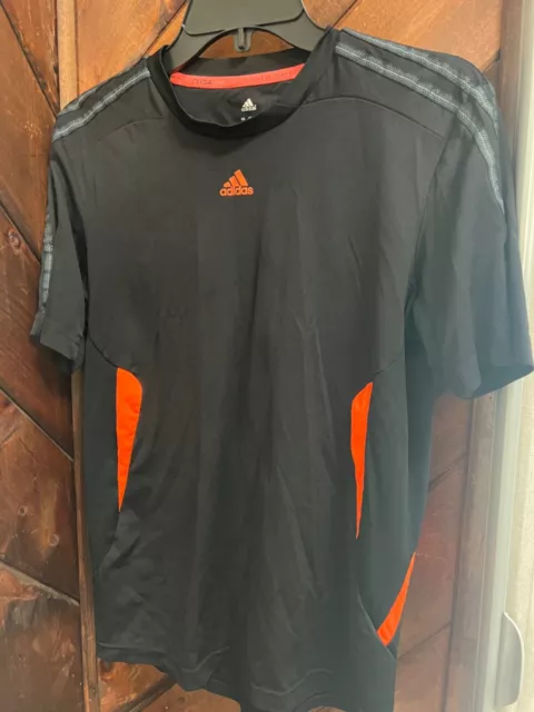 Adidas Climalite Black & Orange T-Shirt Small Athletic Great Condition!!!