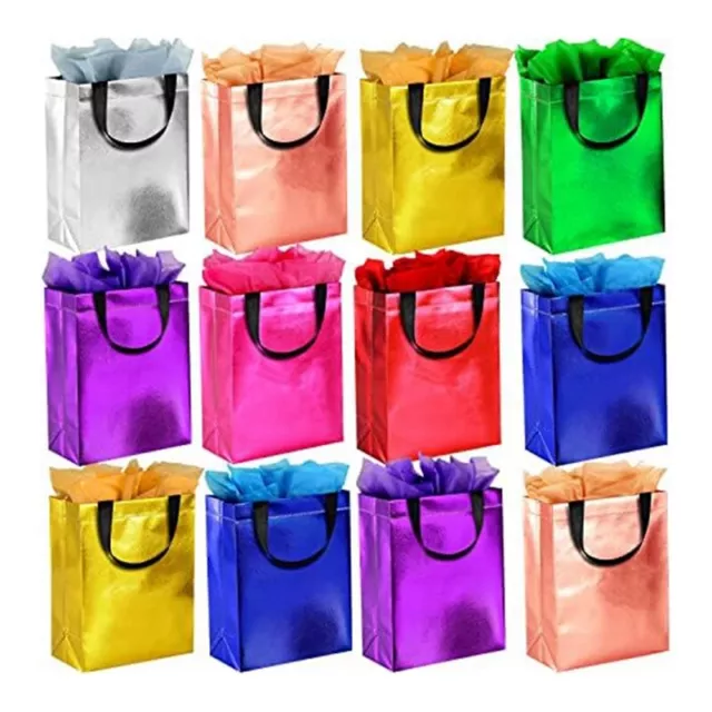 18Pcs Gift Bags with Handles -10.2Inch Holiday Gift Bags Medium Size- Party5102
