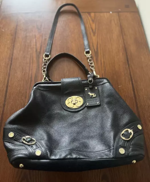 Emma Fox Handbag Women's Newport Frame Black Large Leather Satchel Bag Purse
