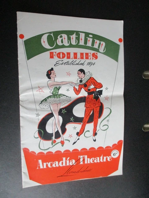 Vintage Arcadia Theatre Llandudno Catlin Follies Programme Number 4