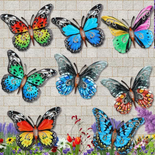 8-PIECE METAL BUTTERFLY Wall Art Decor for Outdoor Fence Stylish