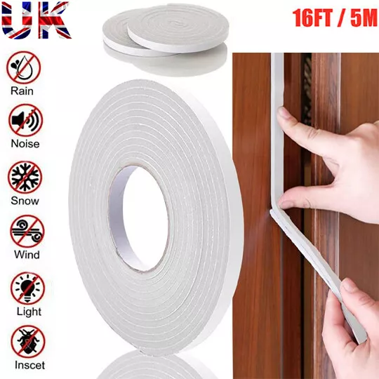 2 X 5M Door Tape Weather Foam Door stop Draught Excluder Seal Strip Insulation