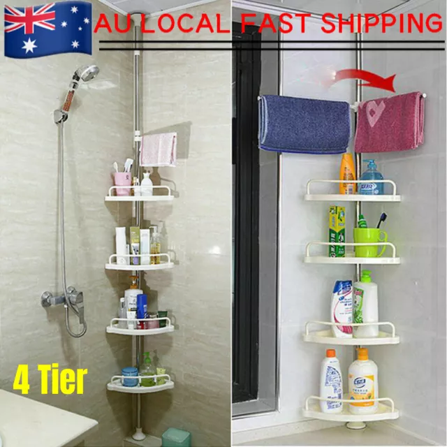 4 Tier Telescopic Bathroom Shelf Bath Corner Shower Rack Caddy Kitchen Storage