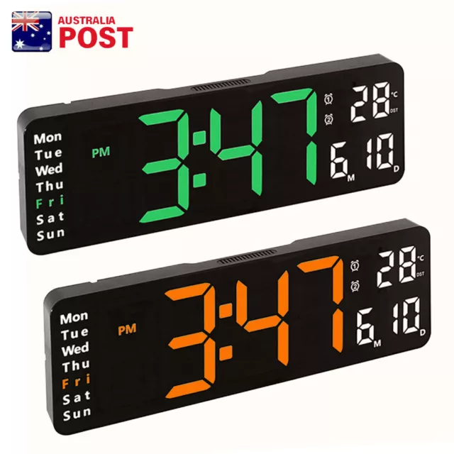 Large Digital Big Jumbo LED Wall Desk Clock Display With Calendar Temperature AU