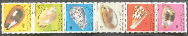 122. Djibouti 1982 strip/6 Used Stamps Sea shells