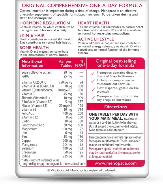 VITABIOTICS MENOPACE No. 1 Original Menopause Support Supplement 90