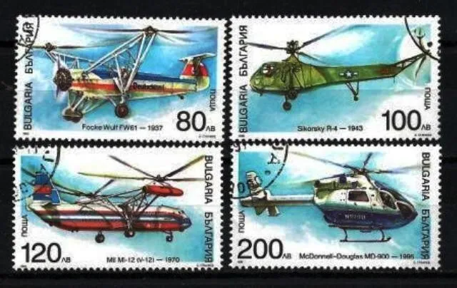 Bulgarie 1998 Avions Hélicoptères (4) Yvert n° 3783 à 3786 oblitérés