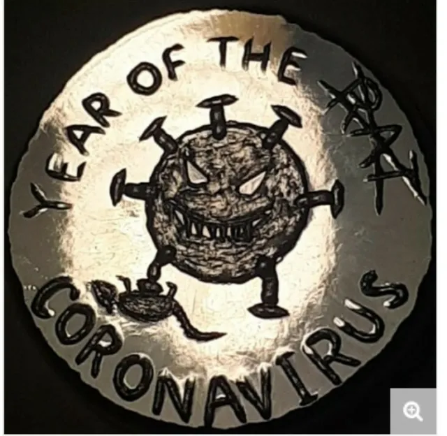 1 Oz .999 Pure Silver Year Of The Rat Corona Trade Apocalypse Round Bar Bullion