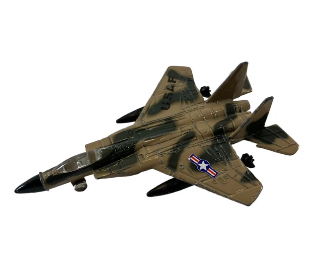 USAF Military Jet Plane F-15 Eagle Diecast Tan Camouflage 3 in Toy Airplane