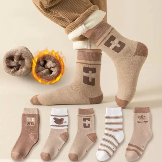 5 Pairs Thickened Kids Socks Comfortable Student Floor Socks Warm Socks