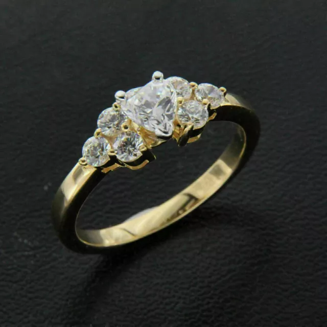 Anillo de compromiso con solitario de diamante de imitación de corazón de...