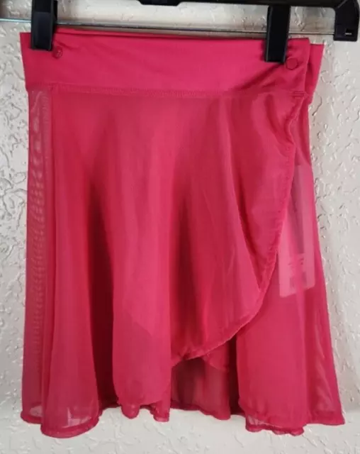 Danskin Dance Women's Size Petite (0-2) Raspberry Sheer Waterfall Wrap Skirt NWT