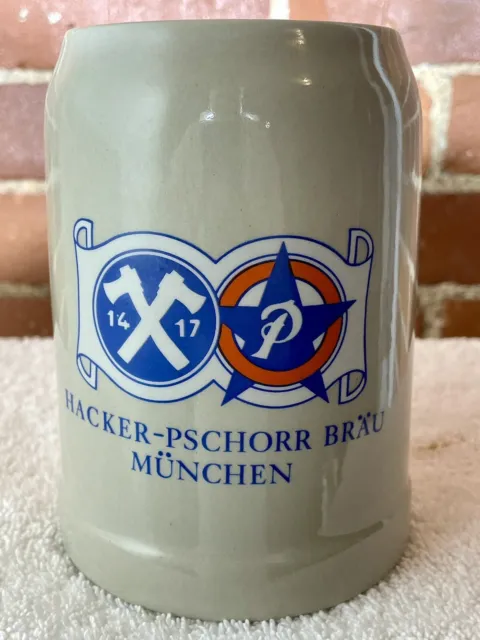 Vintage Hacker-Pschorr Brau Munchen Stoneware Stein, Munich German Beer 0.5L Mug