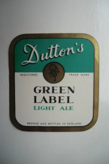 Mint Dutton's Green Label Light Ale Brewery Beer Bottle Label