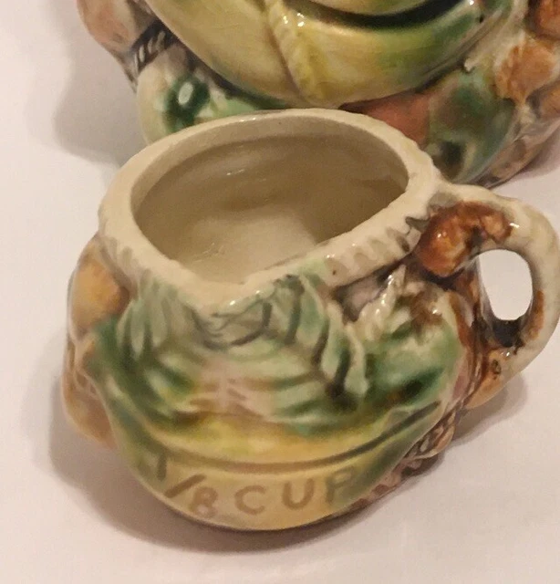Vtg Majolica Fruit Measure Cups 4pcs Made In Japan Mixed And Matched 2