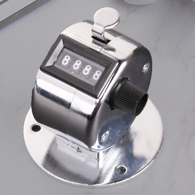 Mini contatori desktop in metallo 4 cifre manuali digitali con base per sport d'ufficio