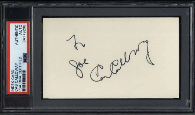 Cab Calloway D.1994 Actor / Singer Signed 3" x 5" Index Card  PSA/DNA