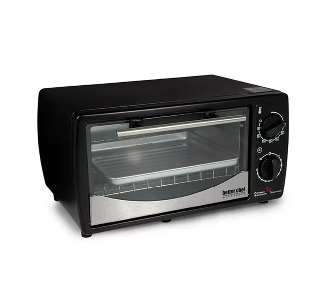 Better Chef 9 Liter Toaster Oven Broiler Black with Stainless Steel Front