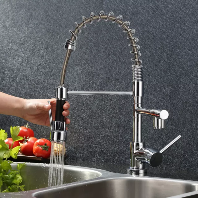 Modern Mono Ausziehbar Küche Mixer Wasserhahn Dual Auslauf Spray Einzelhebel Chrom