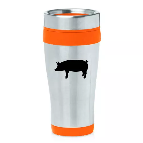 Stainless Steel Insulated 16 oz Travel Coffee Mug Cup Pig