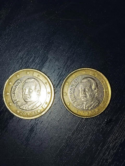 Pièce De 1 Euro Espagne 2003 Avec Erreur De Frappe - Décentrage Du Gaufrage - Pièce Rare Et Unique - état Circulé