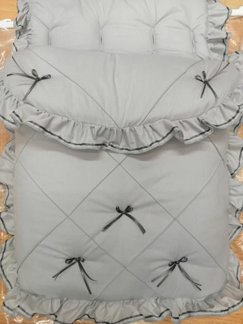 Baby Jungen/Mädchen grau/schwarz Bandschleifen Fußmuff gemütliche Zehen Kinderwagen Buggy 2