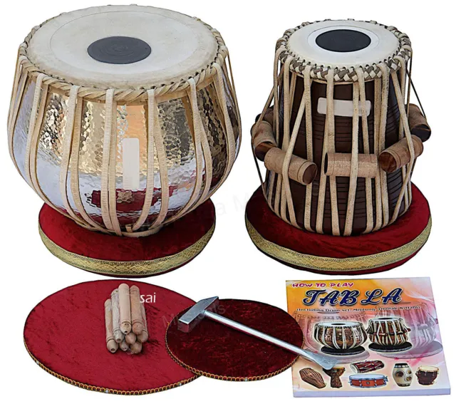 Tabla Drum Set, Concert Quality, 2.5 Kg Chromed Copper Bayan, Sheesham Tabla