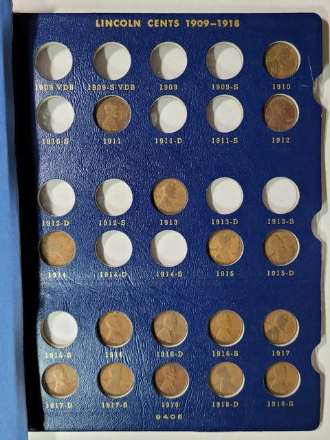 1909-1940 Whitman Lincoln Wheat Cent Starter Set Album w/62 Coins 2