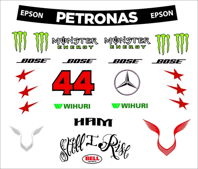 F1 HELMET STICKERS Lewis Hamilton Merecedes F1 Sticker Kit 1.1 Full
