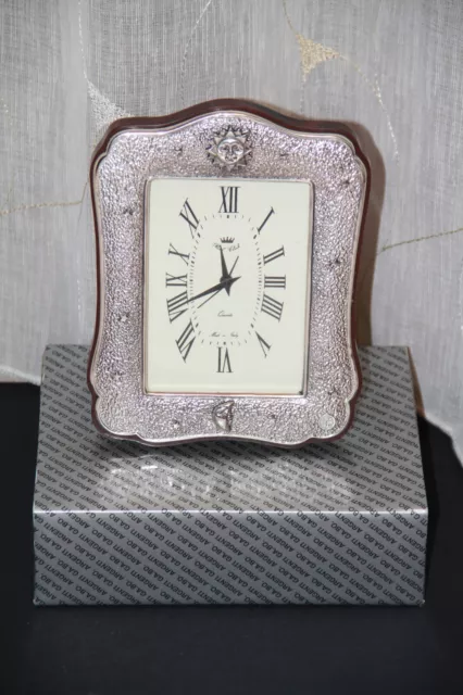 Orologio da Tavolo con Cornice d'Argento 925 Disegno Sole Luna - Argenti GA.BO.