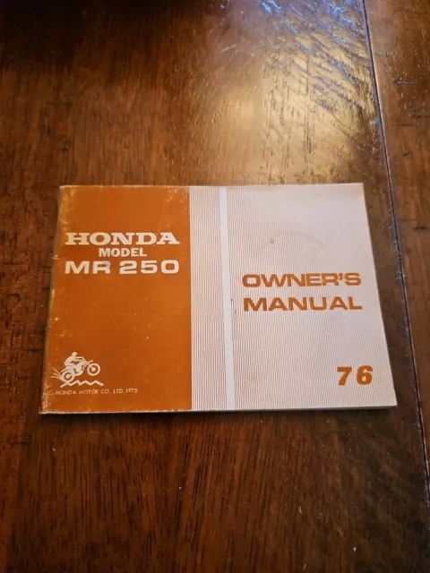 Vintage 1976 HONDA MR250 OWNER'S MANUAL