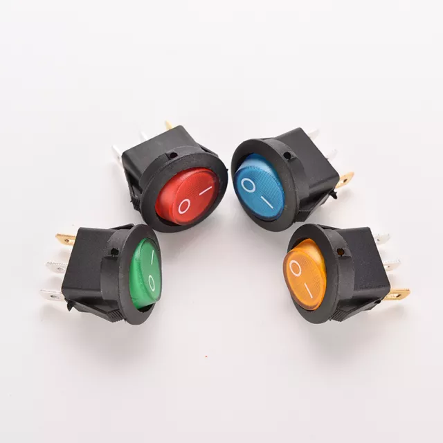 ON/OFF LED 12V 16A DOT ROUND ROCKER SPST TOGGLE SWITCH CAR BOAT LIGHT 4 color*tz