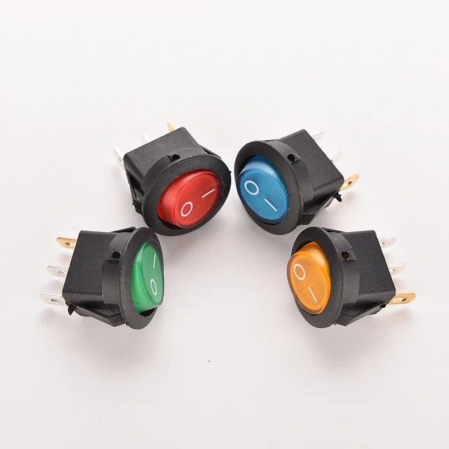 ON/OFF LED 12V 16A DOT ROUND ROCKER SPST TOGGLE SWITCH CAR BOAT LIGHT 4 ...