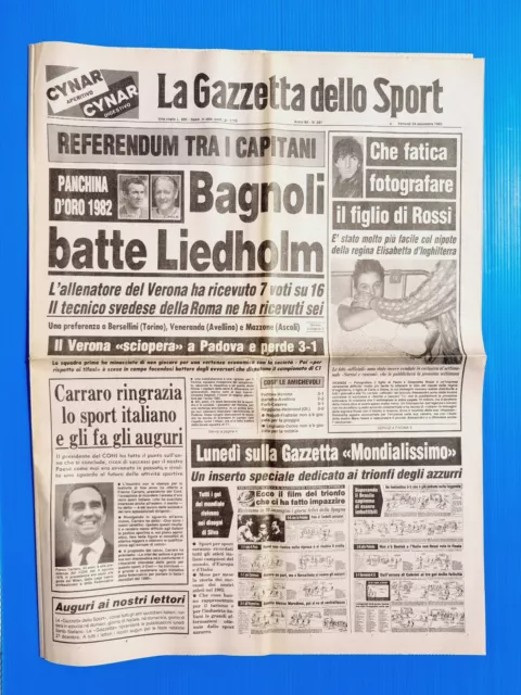 Journal Screen Sport 24 December 1982 Bagnoli-Liedholm-Figlia Paolo Rossi-Padova