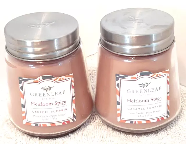 Greenleaf Gifts Signature Candle Heirloom Spice Caramel Pumpkin 4.3 oz lot of 2