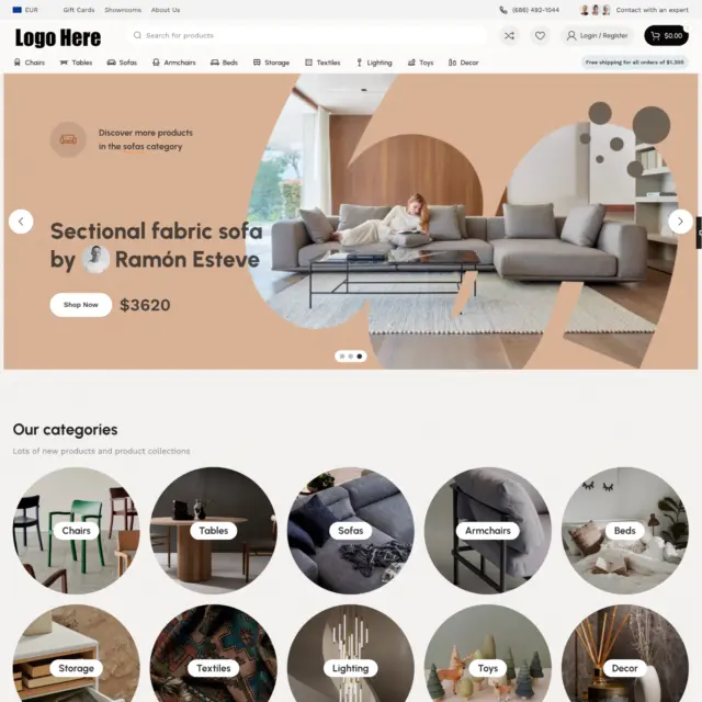 Furniture Store Website Design with Free 5GB VPS Web Hosting