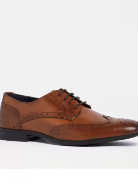 MEN’S TAN/BROWN LEATHER brogue size 9 brand new River Island £18.99 ...