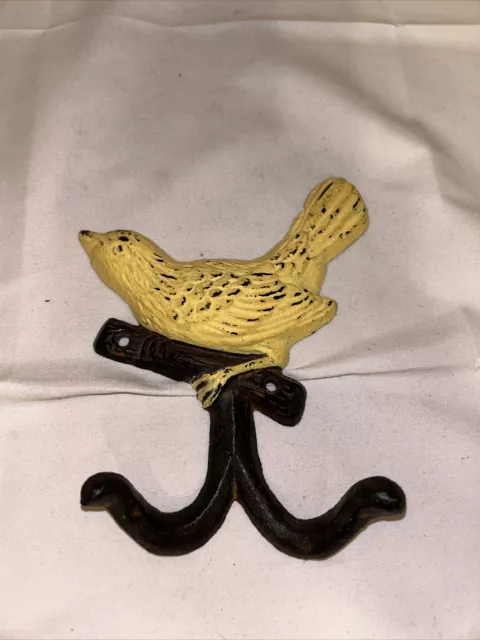 Single Rustic Vintage-Style Rustic 6” Cast Iron Bird Coat Hook Cabin Mud Room