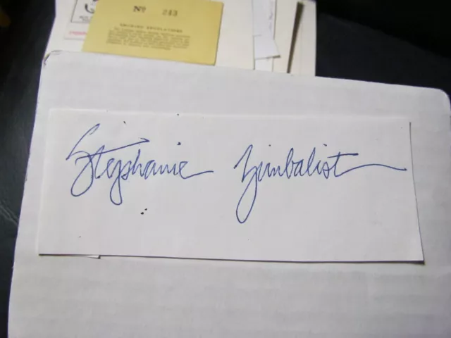 Stephanie Zimbalist signed Cut/Paper Beckett Pre-Certified